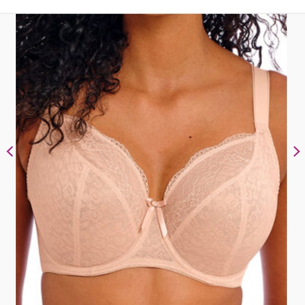 (34M) Freya Fancies Beigr Lace Underwire Bra Balconette Sheer Dainty Lovely Girl